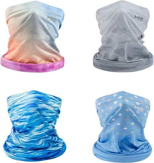 BASSDASH Neck Gaiter - UPF 50+ UV Protection for Fishing, Hiking, and Outdoor Activities | 4 Pack