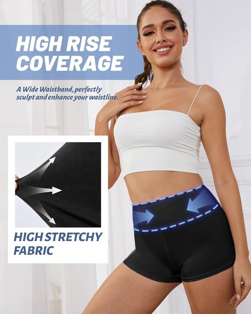 NexiEpoch Biker Shorts for Women - High Waisted Black Spandex | 3"/5"/8" Booty for Yoga & Dance Workout