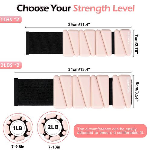 INDEPANDIA Wrist Ankle Weights for Women & Men, 2lbs Adjustable Weighted Bangles to Boost Calorie Burn & Strength, Arm & Leg Weights for Pilates, Yoga, Walking, Barre, Gym & Home Workout Blush Beige
