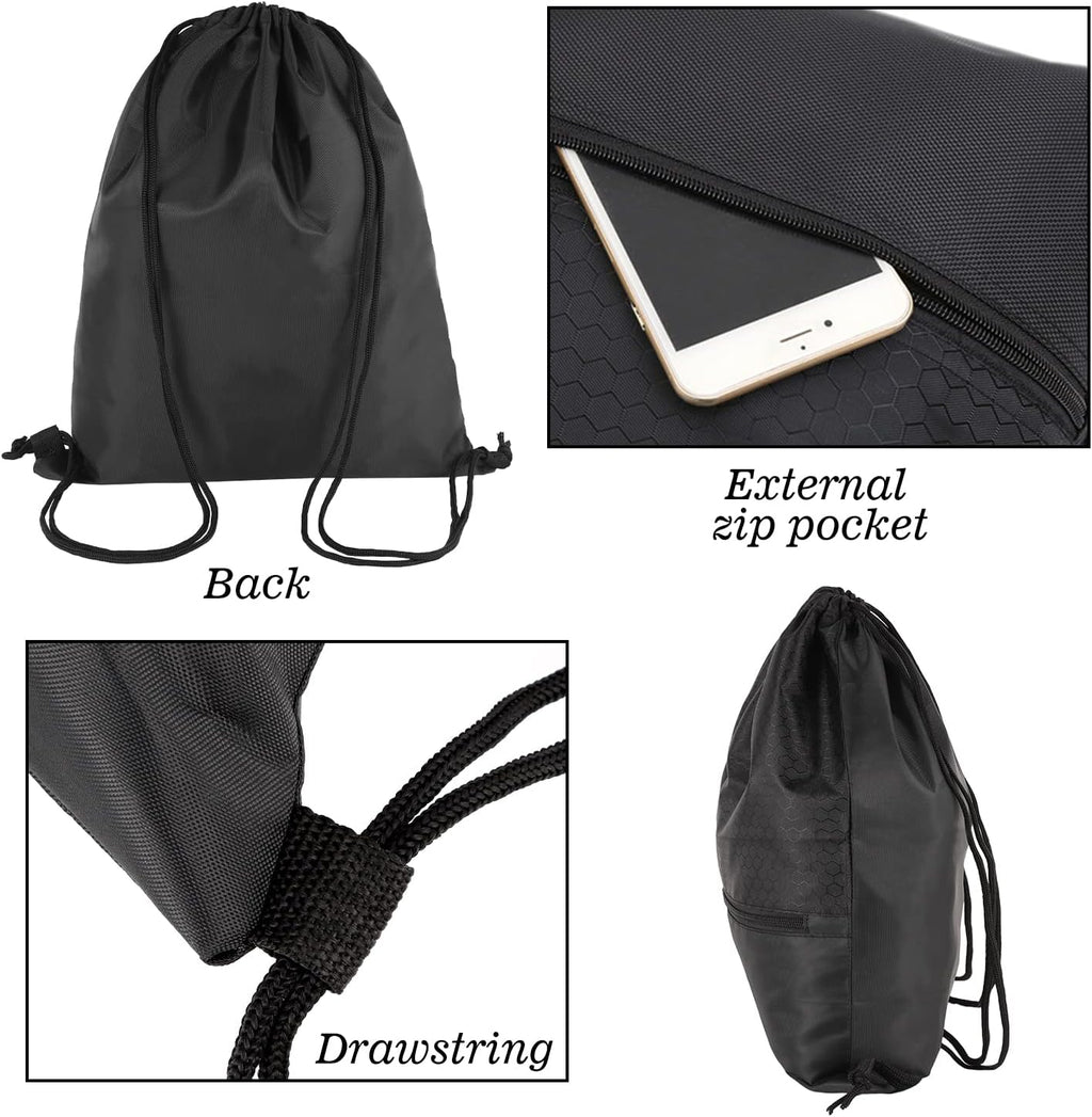 Skiennix Drawstring Backpack - Waterproof Gym Bag with Zip Pocket | Versatile for Men & Women