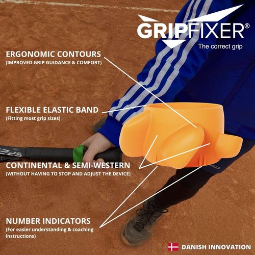 GRIPFIXER Tennis | Ensures The Correct Grip | The Ultimate Training Equipment & Teaching aid | Danish Innovation | Small-Right