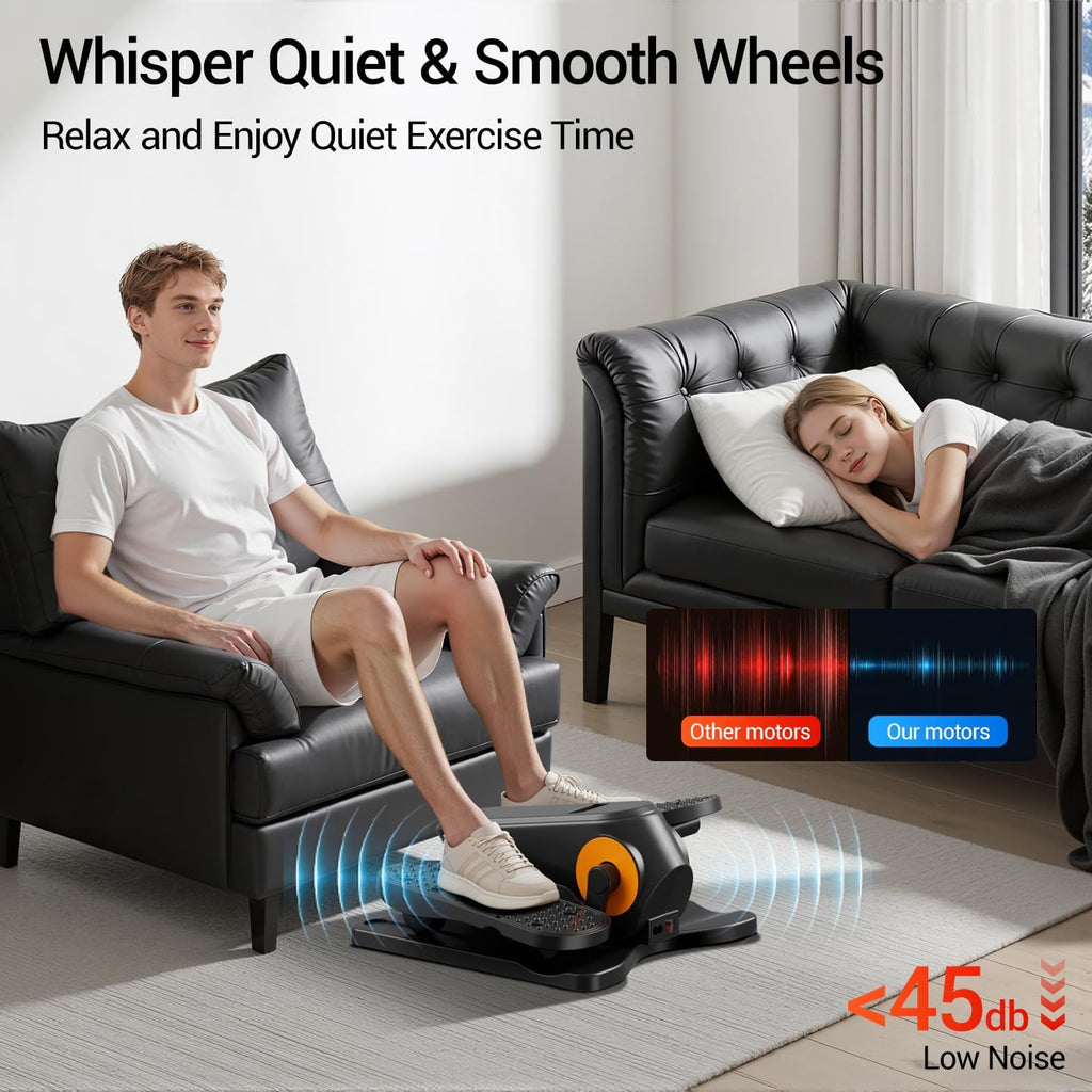 Under Desk Elliptical Machine - Mini Electric Pedal Exerciser with Remote | 12 Speed Levels & Dual Direction