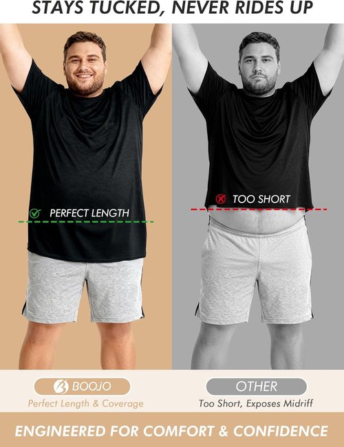 BOOJO Men's Big and Tall Shirts - Moisture-Wicking Short Sleeve Workout Tees (3XL-5XL)