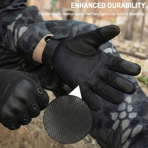 HYCOPROT Utility Tactical Gloves for Men,Motorcycle & Shooting Glove with Touchscreen Hard Shell Palm Pad Knuckle Protection Durable Work Security Military Gear for Airsoft Hunting Riding Cycling