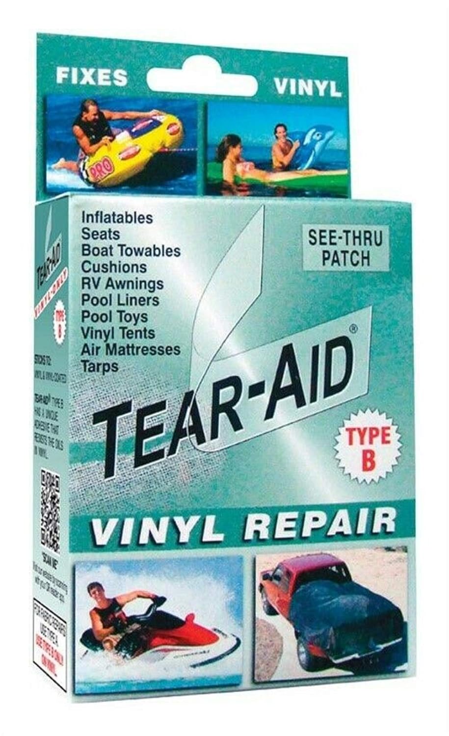 Tear-Aid Vinyl Repair Kit Type B - Durable 4 Pack for Quick and Easy Fixes