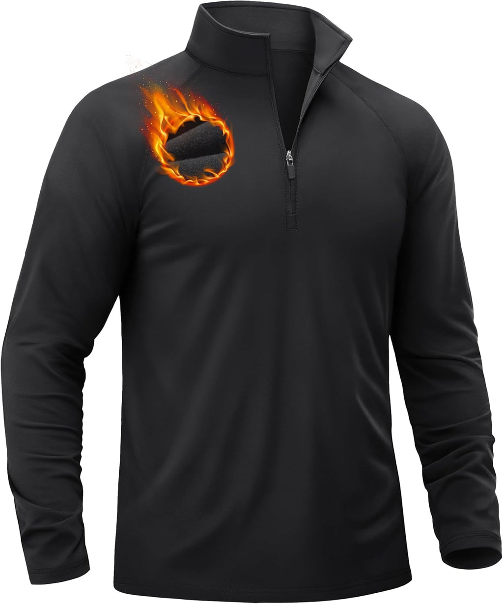 TACVASEN Men's Quarter Zip Pullover - Fleece Lined Thermal Golf Shirt | Warm Winter Sweatshirt