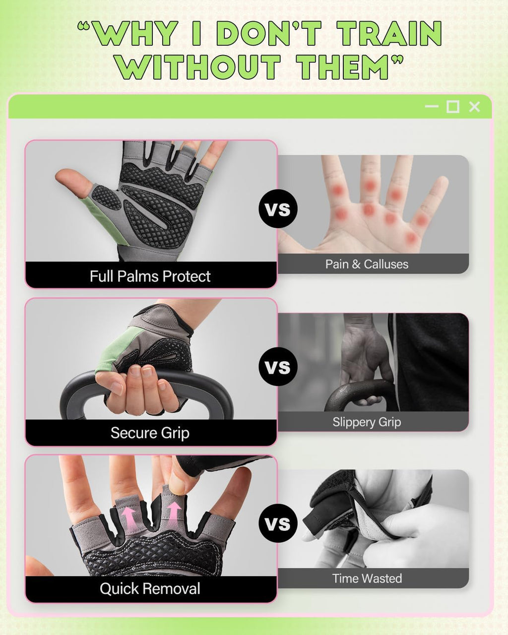 VINSGUIR Workout Gloves - Lightweight Weightlifting Gloves with Excellent Grip for Men & Women | Ideal for Gym, Cycling, and Fitness