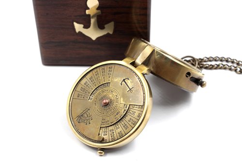 Pocket Calendar Compass – Engraved Brass Nautical Compass for Camping, Travel, Boating, and Home Decor – Gifts for Kids, Teens & Family