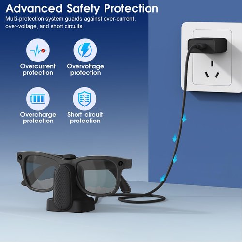 Cisain Charging Dock Compatible with Ray-Ban Meta Smart Glasses Wayfarer/Skyler/Headliner/Meta HSTN Oakley,Potable Travel USB-A Cable Charger Meta Smart Glasseswith Adapter