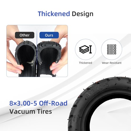 ulip 8x3.00-5 Tubeless Tire 8 Inch Off-Road Vacuum Tire for Kaabo Mantis 8 Electric Scooter Accessories Rear Front Tire 2 PCS