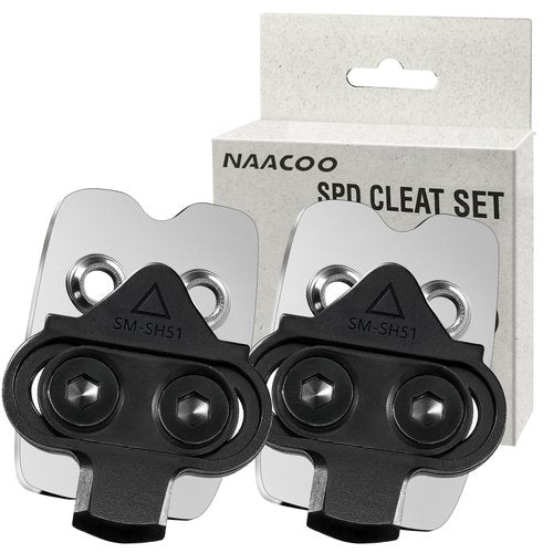 NAACOO Bike Cleats Compatible with Shimano SPD SM-SH51 Cleats - Spin Peloton Indoor Cycling Clips & Mountain MTB Bike Bicycle Cleat Set -4° Degree Float (SH51 - B)