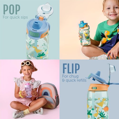Ello Kids Water Bottle - 16oz Tritan Plastic with Quick Fill Technology | Leak-Proof, BPA Free, Royal Palace