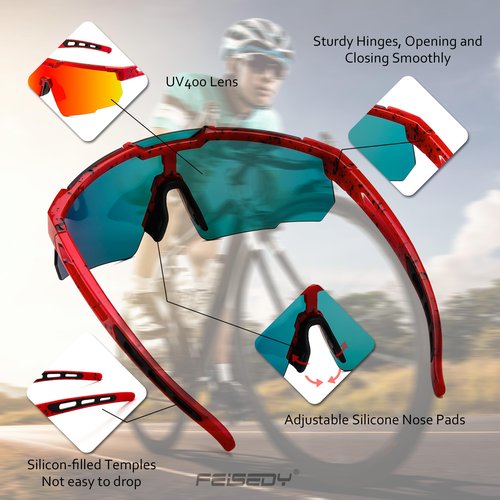 FEISEDY Cycling Sunglasses for Men Women, Sport Sunglasses for Baseball Softball Running Fishing Golf UV400 B0167