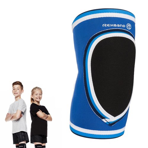 Rehband Protection Elbow Pads Children Volleyball, 1 Piece or 1 Pair, Elbow Pads 3mm Neoprene, Elbow Protector for Indoor Sports, Colour:Blue, Size:Large