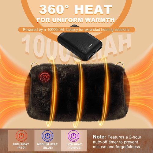 Rechargeable Hand Warmer Pouch with 10000mAh Power Bank Electric Heated Gloves for Women Reusable Portable Muff Shoulder Bag for Winter Cold Weather Gifts