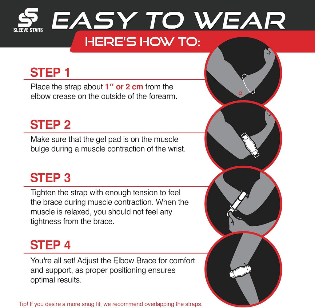 Sleeve Stars Tennis Elbow Brace - Adjustable Support for Tendonitis Relief | Fits 9"-23" (Beige)
