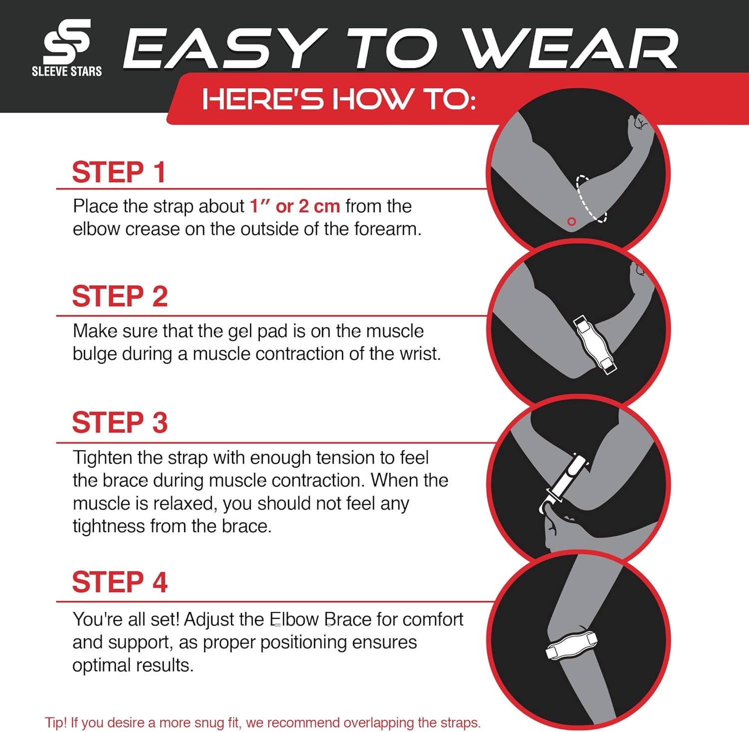 Sleeve Stars Tennis Elbow Brace - Adjustable Support for Tendonitis Relief | Fits 9"-23" (Beige)