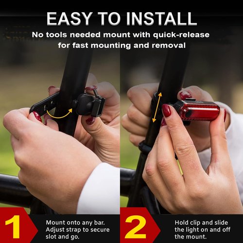 Bike Tail Light 2 Pack - Bright USB Rechargeable Rear Bike Light - Easy Bicycle Tail Light Installation - Waterproof IP44,4 Modes LED Bike taillights for for Adults Kids Men Women Road Mountain