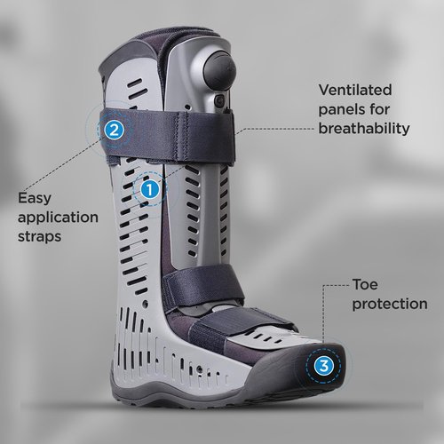 Ossur Rebound Air Walker Boot | Comfortable Walking Boot with Compression Straps & Air Pump Rocker Bottom | Walking Boot for Broken Foot, Walking Boot for Sprained Ankle (High Top, Medium)