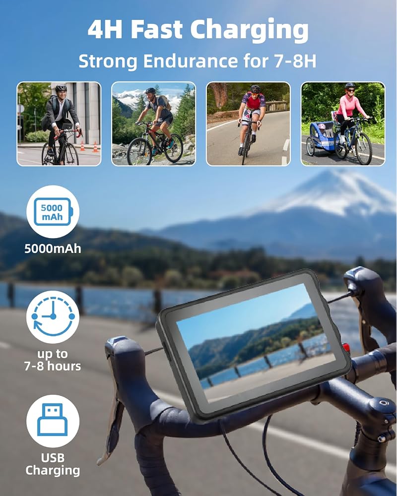 Bike Camera 360° Rotatable 4.3 inch 1080P Rear View Monitor, 5000mAh