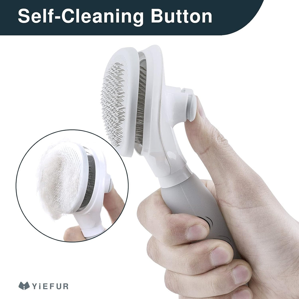Skiennix Cat Hair Brush - Soft Silicone Self-Cleaning Grooming Tool for Shedding | Short & Long Haired Cats