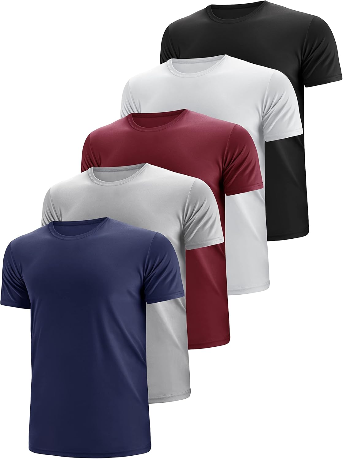 Skiennix Men's Tech Performance Crew T-Shirts - Moisture Wicking & Quick Dry | 3 & 5 Pack Options