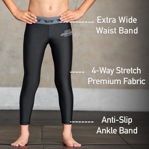 Elite Sports Youth Boys Kids Athletic Compression Pants Legging Spat Tight Base Layer BJJ Basketball Soccer Sports Training (US, Alpha, Medium, Regular, Black (Pack of 3))