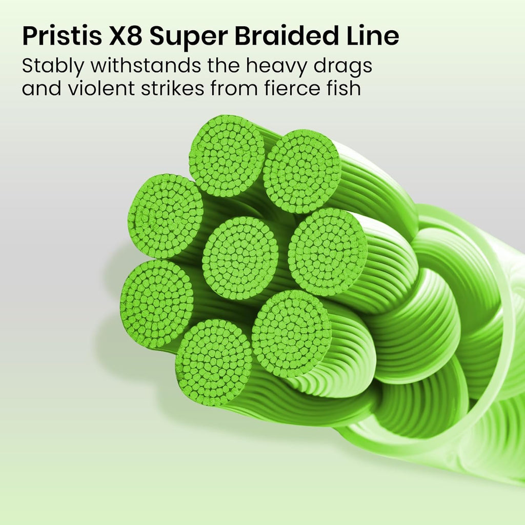 Pristis X8 Braided Fishing Line - 8-Strand Super Strong, Abrasion Resistant, 300 Yds Lime Green