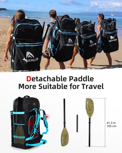 Abahub Adjustable Kayak Paddle - Floating Oars for Boating & Canoeing | 210-250 cm, Black