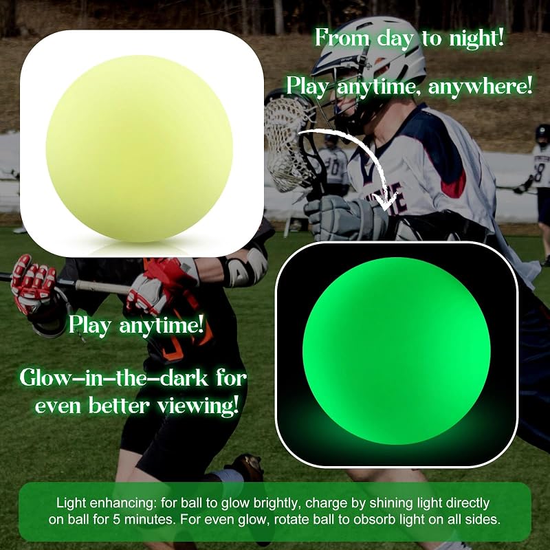 Glow in the Dark Lacrosse Balls Official Size - Six Pack, Green+6 - Soulchen