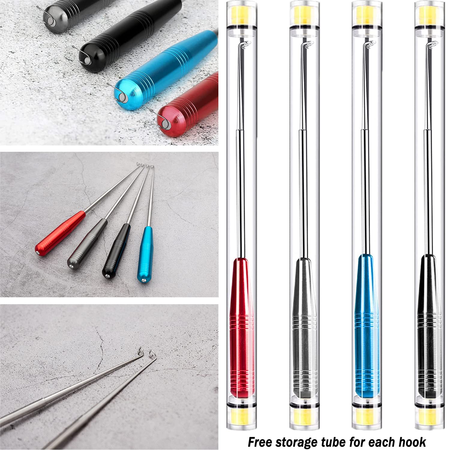 Fish Hook Remover Tool, Fishing Hook Quick Removal Descending Device, Fishing Gear Security Equipment Kits for Adult, Hook Extractor Accessories Detacher Tools with 4PCS Storage Tube
