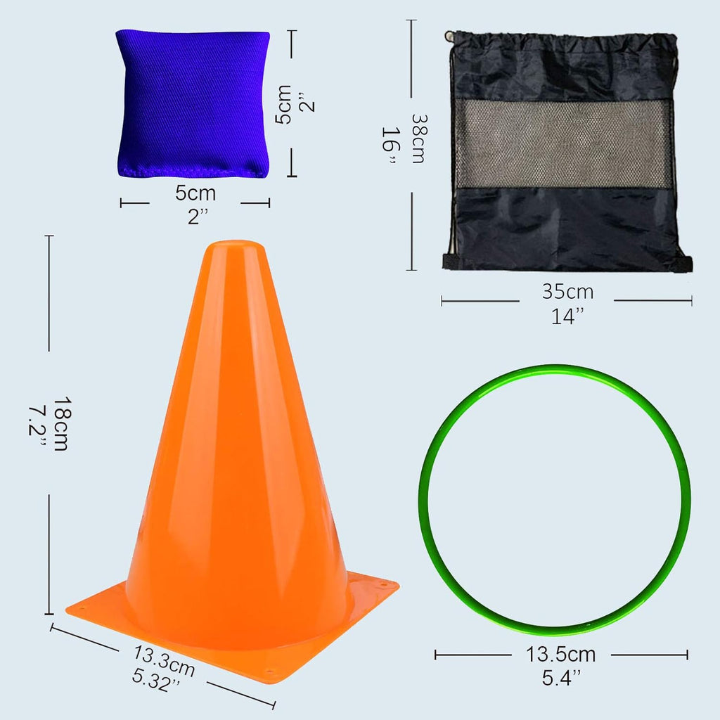 Unanscre 31PCS Carnival Outdoor Games Combo Set - Fun Soft Plastic Cones, Bean Bags & Ring Toss for Kids' Birthdays & Holidays