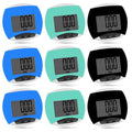 Copkim 9 Pcs Simple Pedometers Bulk for Walking Steps and Miles Walking Step Counters with Calories Burned Portable Clip Step Tracker for Seniors Man Women Jogging Hiking Running (Black, Green, Blue)