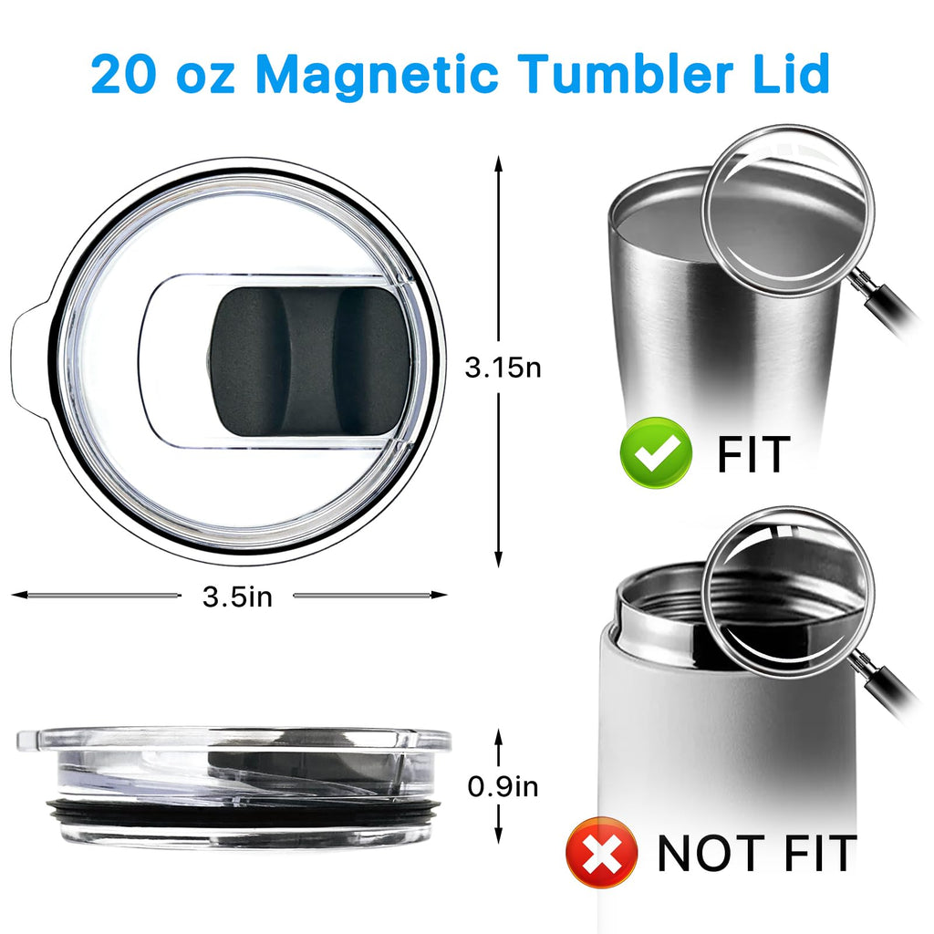 3 Pack 20 oz Tumbler Lid for Yeti，Magnetic Slider Replacement Lids Compatible with YETI 20 oz Tumbler, 10/24 oz Mug and 10 oz Lowball，Spill Proof Cup Lids Covers，BPA Free