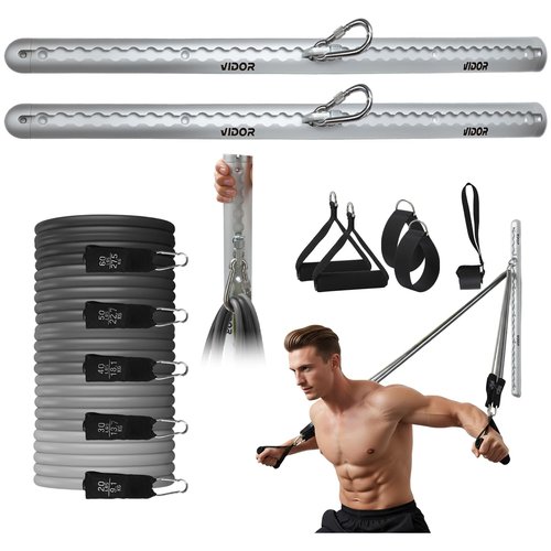 Resistance Band Wall Mount System - Heavy Duty Wall Anchor for Resistance Bands, Workout Wall Anchor with Aluminium Bracket for Home Gym Cable Machine & Fitness (with2Rails and Green Resistance Band)