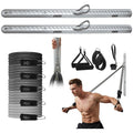 Resistance Band Wall Mount System - Heavy Duty Wall Anchor for Resistance Bands, Workout Wall Anchor with Aluminium Bracket for Home Gym Cable Machine & Fitness (with2Rails and Green Resistance Band)