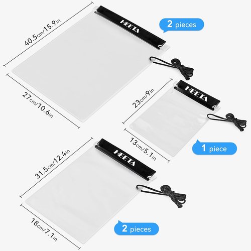 HEETA Waterproof Dry Bag Pouch - 5-Pack Clear Cases for Cameras, Phones & Maps | Ideal for Kayaking & Boating