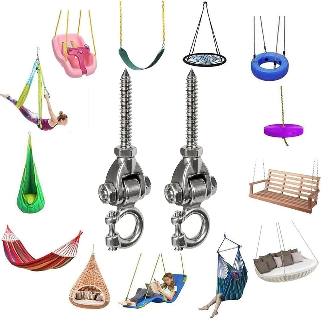 Skiennix Heavy Duty Swing Hangers - 1000LB Capacity Stainless Steel Hardware | 2 Pack for Porch & Playground