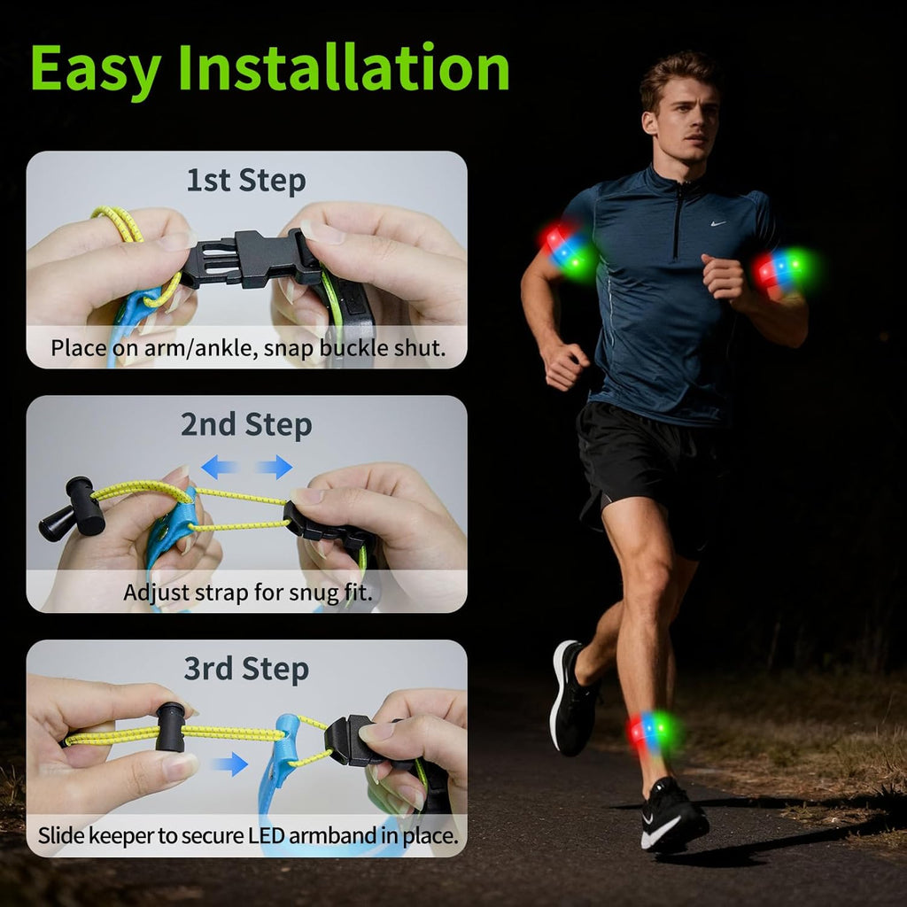 Skiennix Rechargeable LED Armband - High Visibility Reflective Running Lights for Night Jogging & Cycling