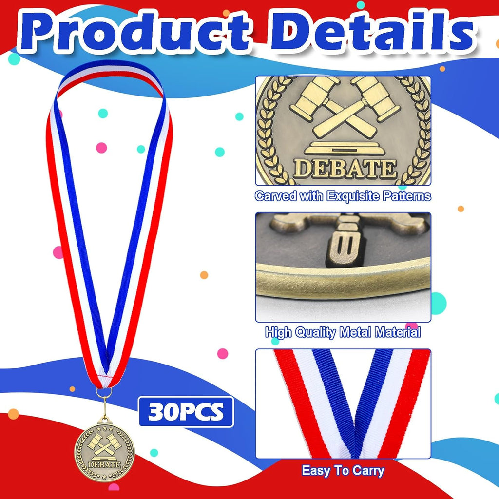 Quelay Gold Winner Medals - 30 Pcs 2'' Award Medals with Neck Ribbons for Tournaments & Competitions