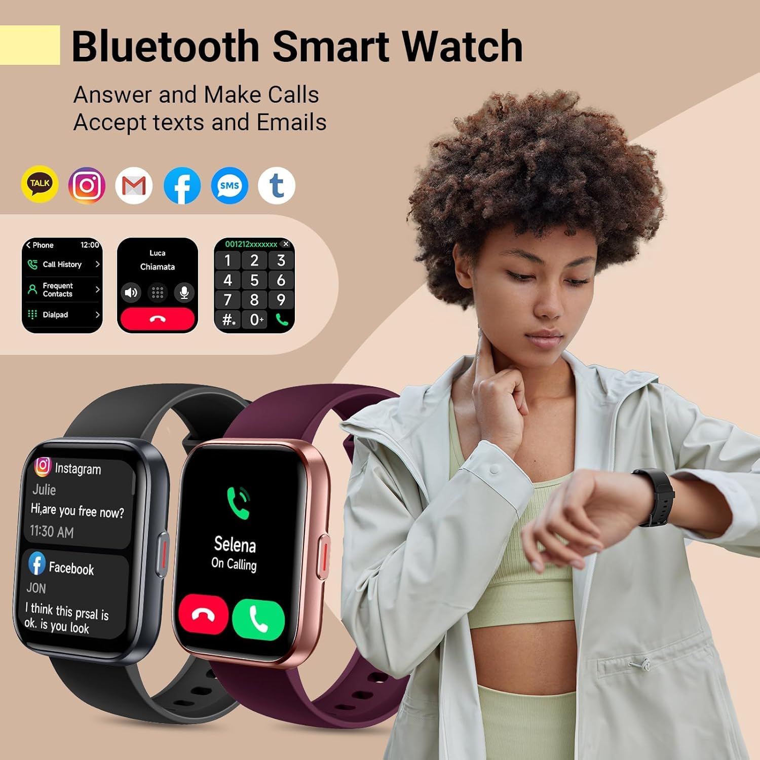 Skiennix Smartwatch for Women - 1.8'' Fitness Tracker with Alexa, Heart Rate Monitor & 120 Sports Modes