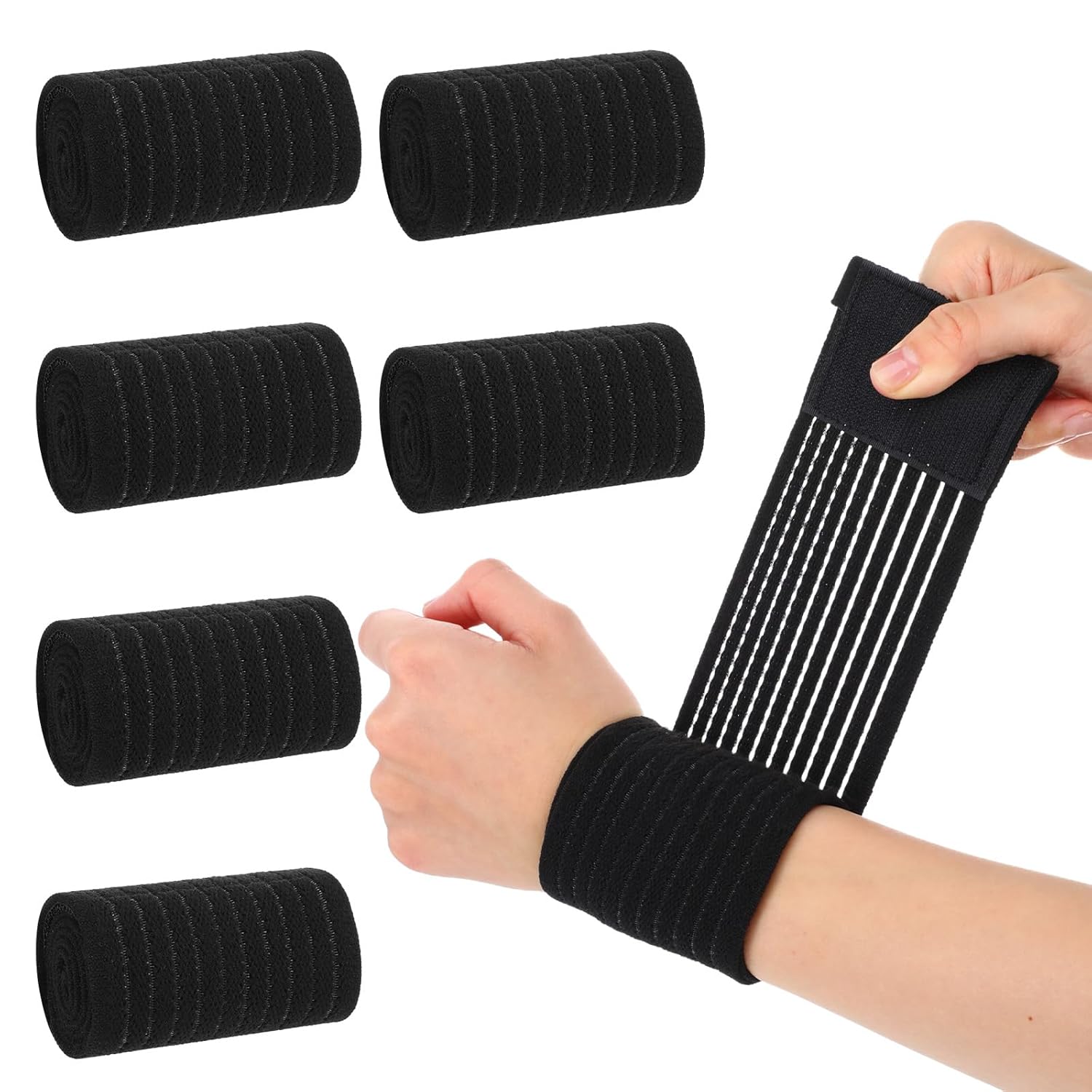 Skiennix High-Elastic Wrist Support Straps - Breathable Compression Wraps for Carpal Tunnel & Arthritis | 6 Pcs
