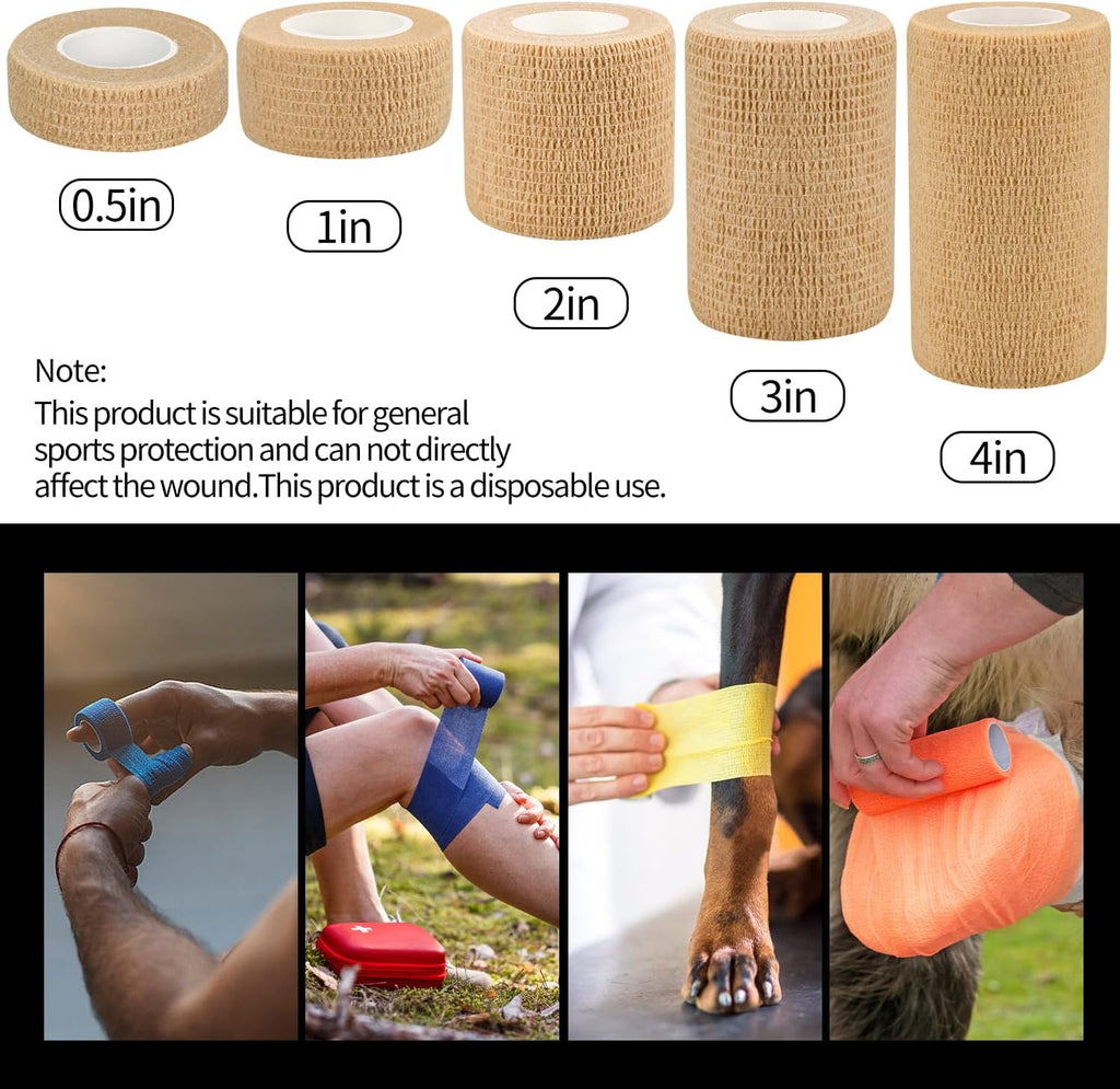 Self-Adhesive Bandage Wraps by Skiennix - 6 Pcs, 3 In, Breathable Skin Color Rolls for Sports & Swelling