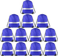 KUUQA Drawstring Backpack - 12 Pcs Reflective Cinch Sacks for Team Sports & Travel - Blue