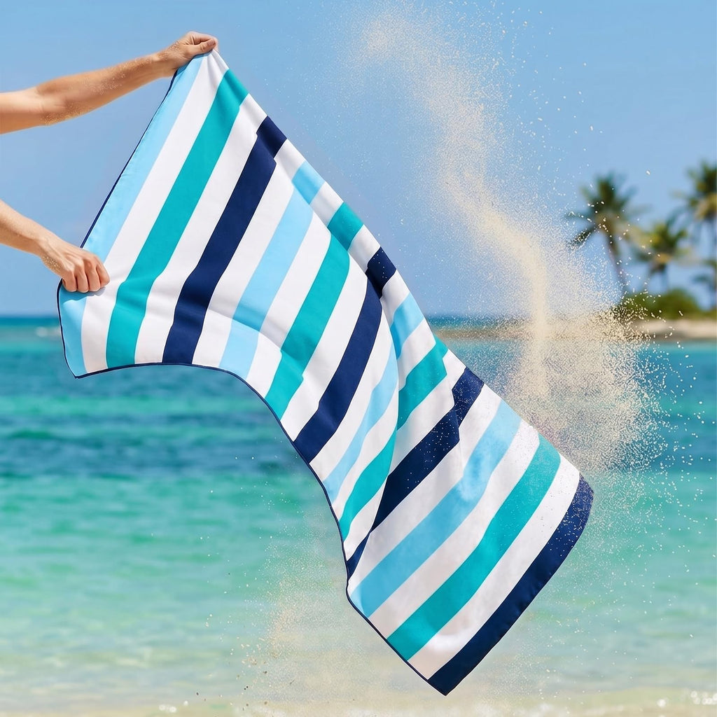 Exclusivo Mezcla 2 Pack Microfiber Quick Dry Beach Towels, Large Lightweight Sandfree Pool Towels for Swimming Camping Travel with Bag (Green and Purple, 30x60 Inches)