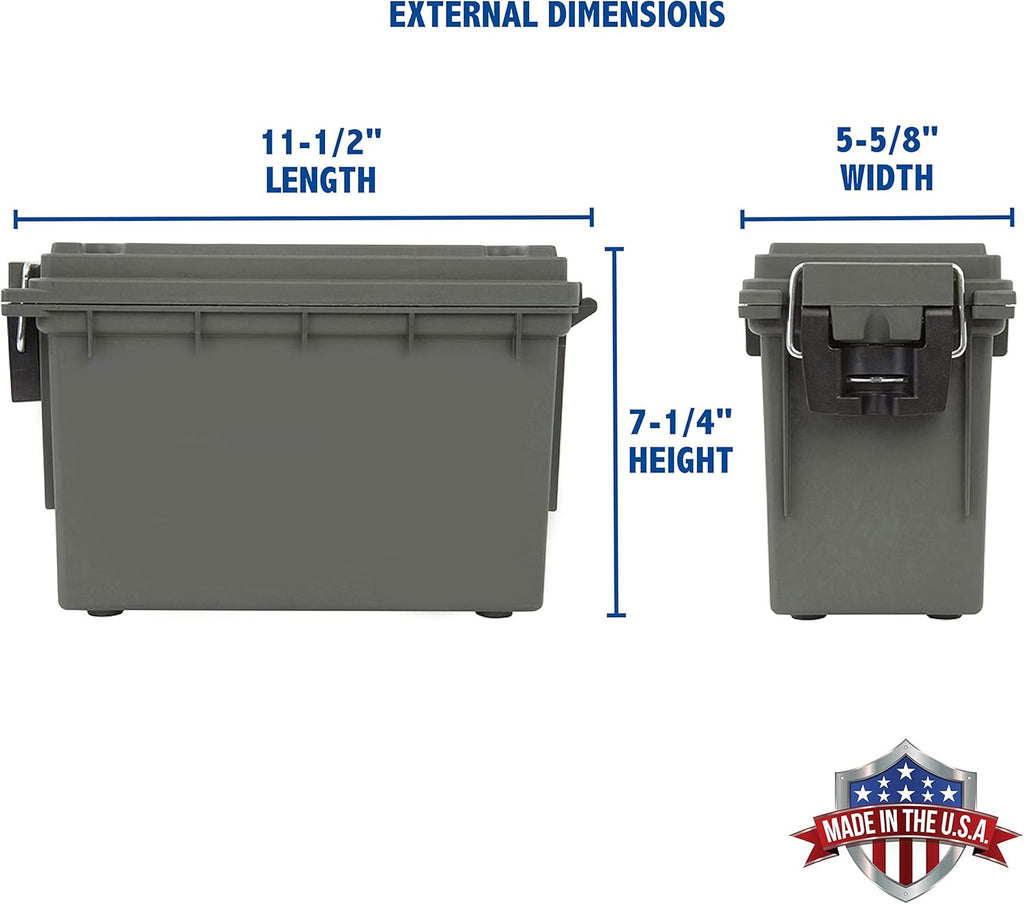 Sheffield 12626 Ammo Storage Box - Stackable .30 Cal, Water & Dust Resistant, Lockable, Green | Pack of 6