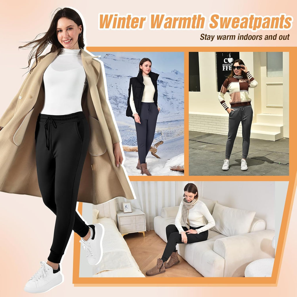 Walifrey Fleece Lined Joggers for Women - Warm Sweatpants with Pocket for Winter Hiking & Workouts