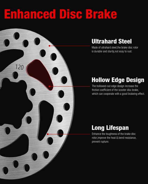 stio 120mm Scooter Brake Disc Rotor Pad 6 Holes Rounded compatible with Segway Ninebot KickScooter ZT3 Pro/MAX G3 Brake Parts 2PCS