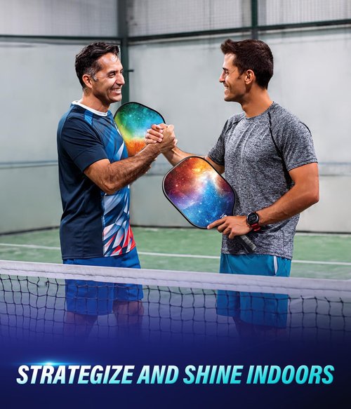 Hicober for Pickleball Paddles Set of 2,USAPA Approved Pickleball Rackets with 6 Balls,Fiberglass Surface Paddles for Men and Women Orange Blue Mix