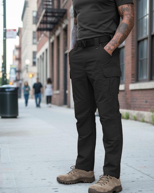 LGNTBE Men's Cargo Work Pants Lightweight Ripstop Water, Resistant for Hiking, Tactical Missions with 7-Pocket, Black, 34Wx32L
